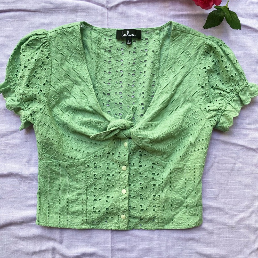 Lulus tie front cropped blouse